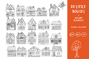 Hand-Drawn Cottage Clipart Set