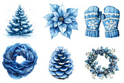 Watercolor Blue Christmas Clipart, an Illustration by SinaCreation (Thumbnail 3 of 5)