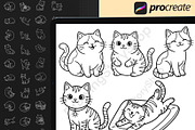 130 Kawaii Cat Procreate Stamps, a Brush Add-On by DrawingStoryShop (Thumbnail 10 of 12)