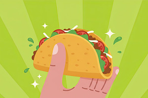 Hand Holding Vibrant Mexican Taco, a Food Illustration by Virgo Studio
