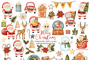 Christmas Watercolor Clipart, a Decorative Illustration by Natalya_Mona_Art (Thumbnail 1 of 7)