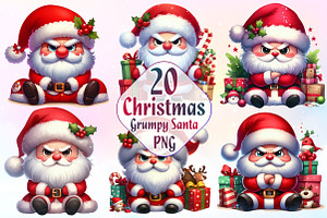 Christmas Funny Grumpy Santa Clipart, a Work Illustration by Dream Creation