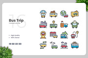 Bus Trip Colored Icons, an Icon by Upnowgraphic (Thumbnail 1 of 2)