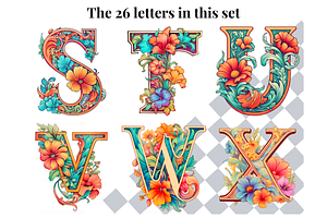 Boho Floral Pastel Alphabet Letters