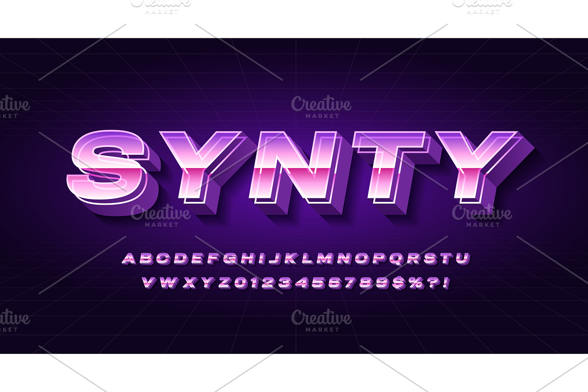 Synthwave 80s design font, sans, a Texture Graphic by RevelStockart