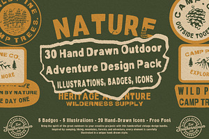 Vintage Hand Drawn Outdoor Adventure, an Object Illustration by Southerntown