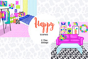 Retro Clip Art Scene | Hippie Image, a Decorative Illustration by GlamArtZhanna (Thumbnail 1 of 3)