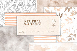 Neutral Watercolor Digital Papers