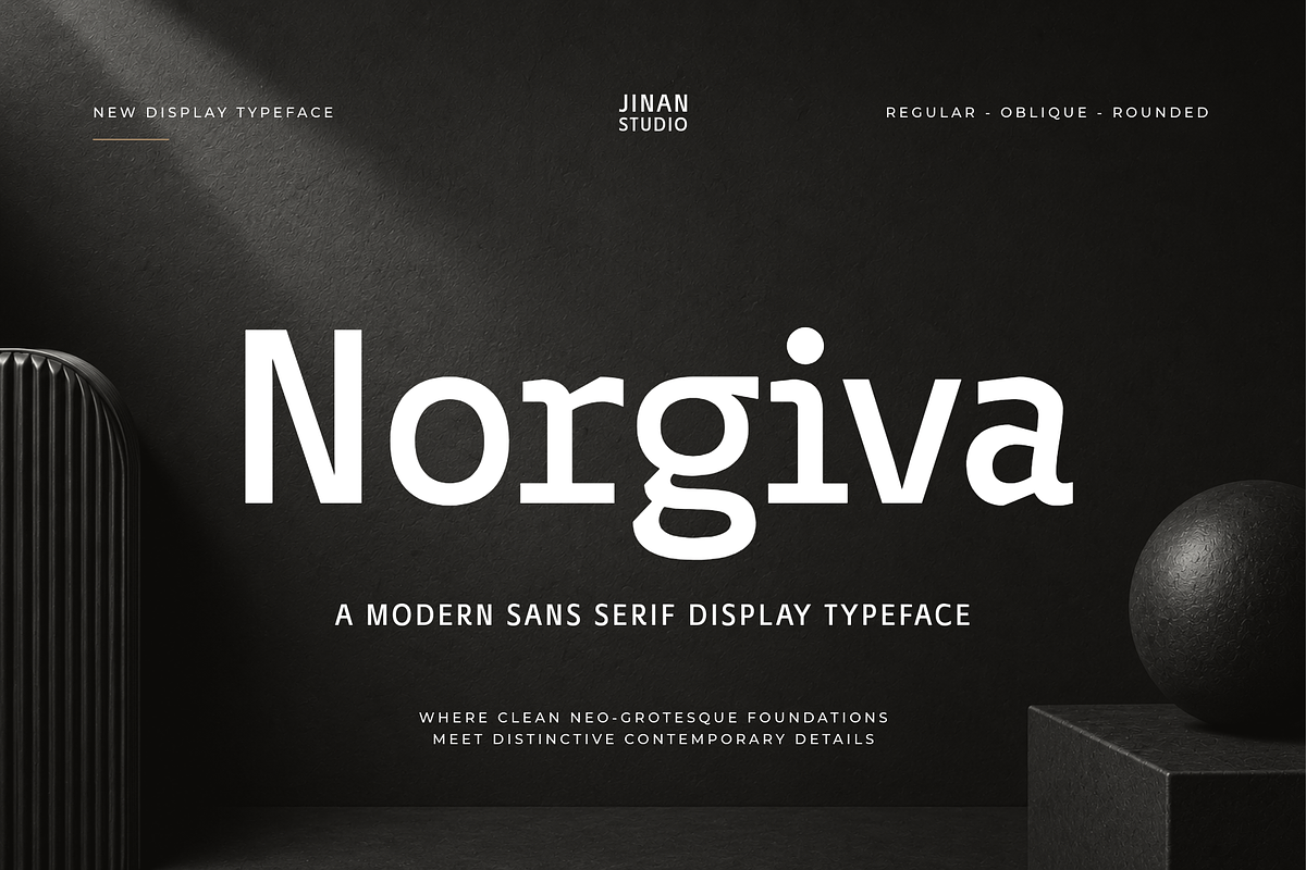 Norgiva - A Display Typeface, a Sans Serif Font by Ainun Jinan (Photo 1 of 9)