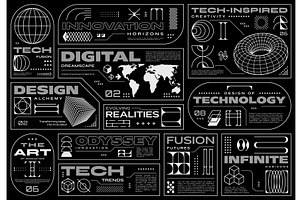 Futuristic cyberpunk labels, a Technology Illustration by Vector Tradition