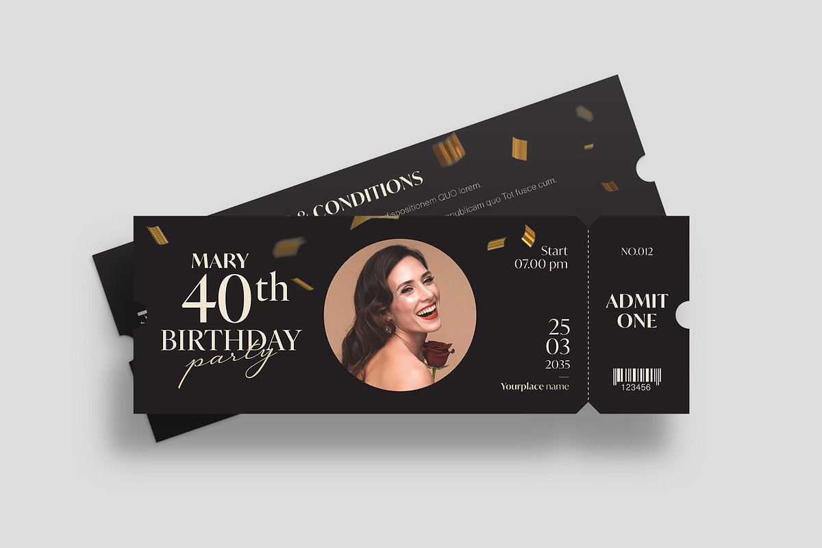 Birthday Party Ticket Template, an Invitation Template by BrandPacks (Photo 2 of 5)