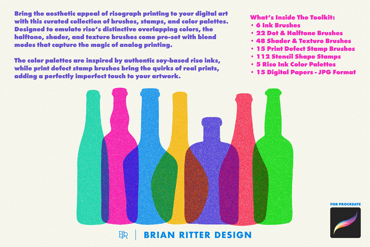 Risograph Toolkit for Procreate, a Brush Add-On by Brian Ritter Design (Photo 2 of 13)