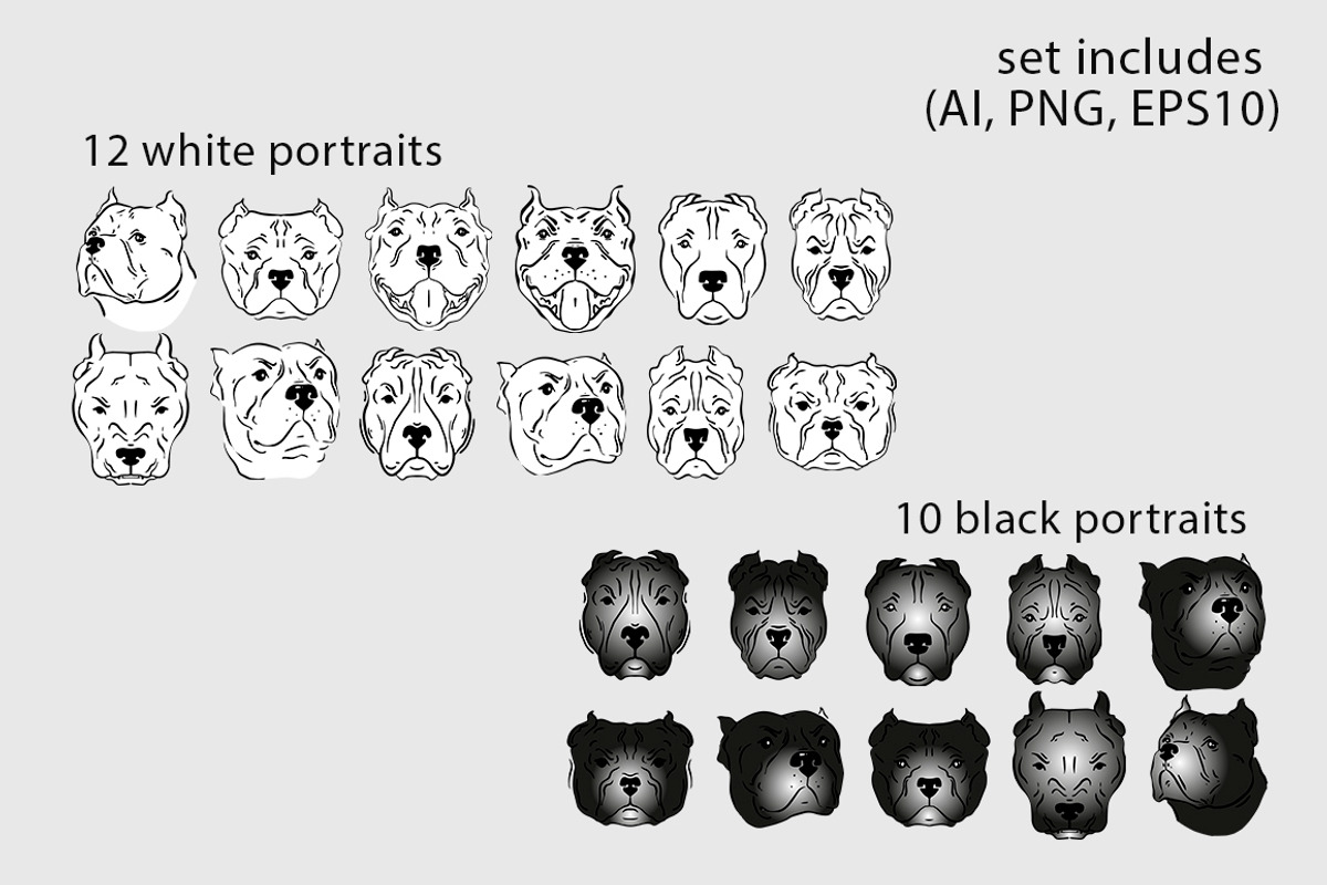 PIT BULL - set for pitbull lovers, an Illustration by Ja Polina ArtShop (Photo 3 of 10)