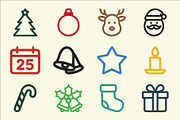 Christmas Icons Design, an Outline Icon by Vectorium Studio (Thumbnail 1 of 2)