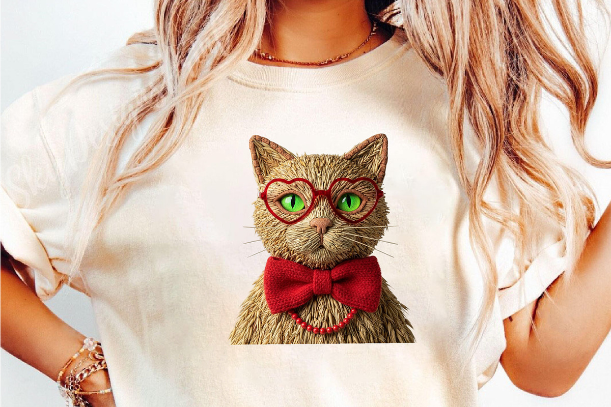 Yarn Crochet Cat Valentine's Day PNG, an Illustration by DreamCafeArt (Photo 7 of 8)