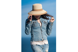 Portrait of female in denim jacket, a Person Photo by Alexander-Piragis