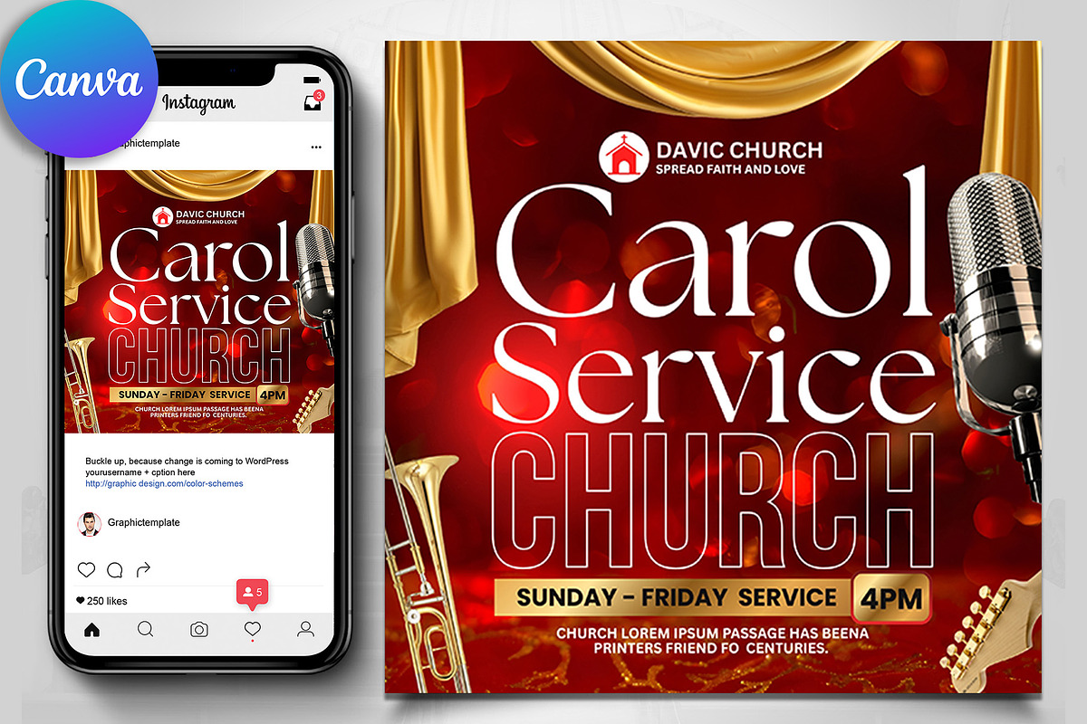 Christmas Carol Service Flyers, a Social Media Template by Design Up (Photo 1 of 4)