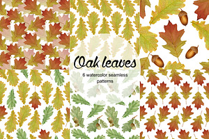 Oak Leaves 6 Seamless Patterns