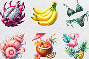 Tropical Clipart Watercolor, Tropica, an Illustration by Black Bird Studio (Thumbnail 3 of 6)