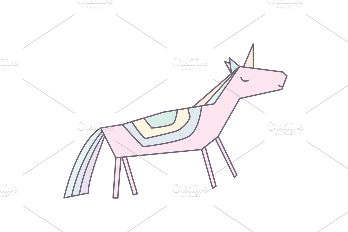 Abstract hand drawn linear unicorn, an Illustration by Toltemara