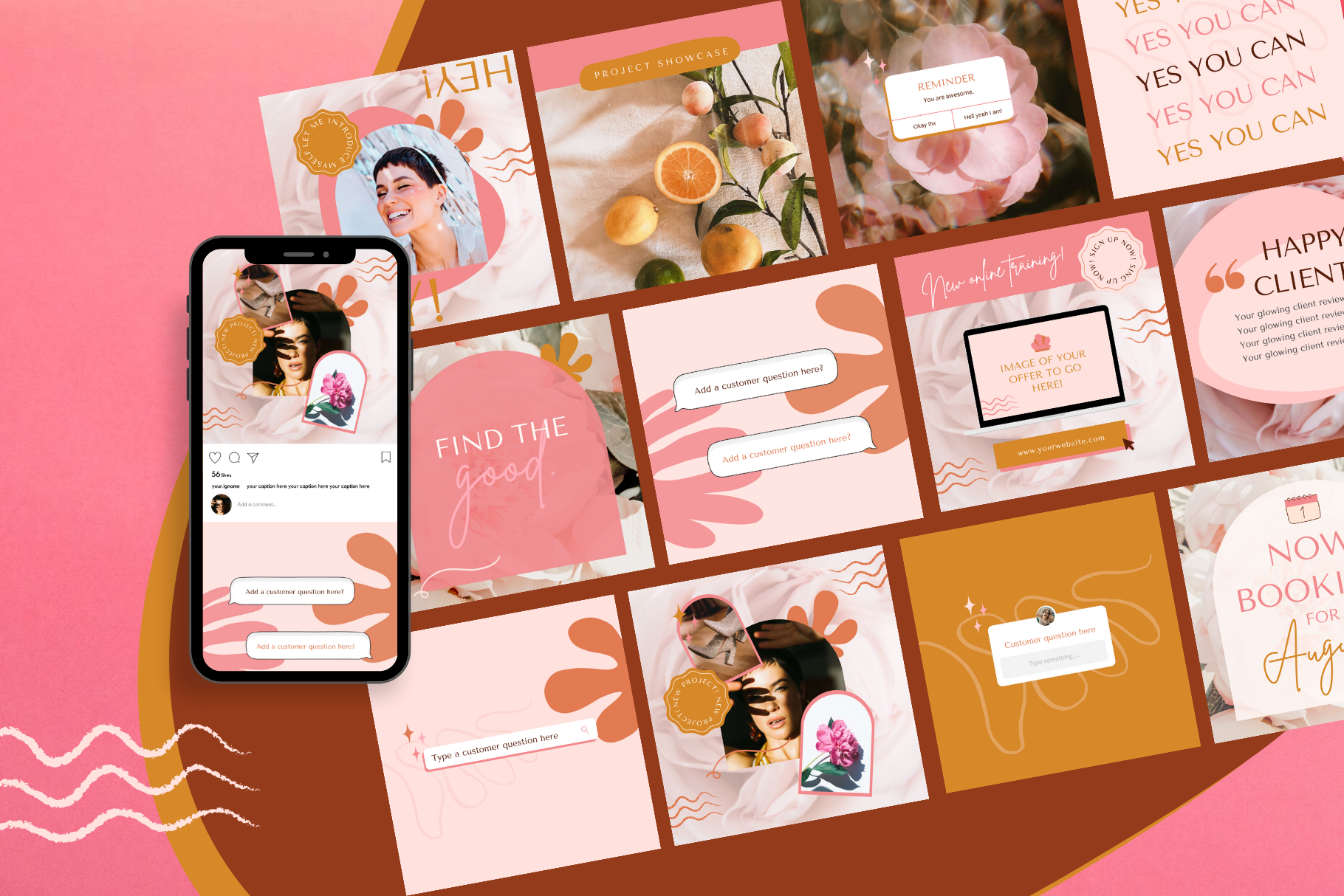 Boho Canva Instagram Post Templates, a Social Media Template by Kurly ...