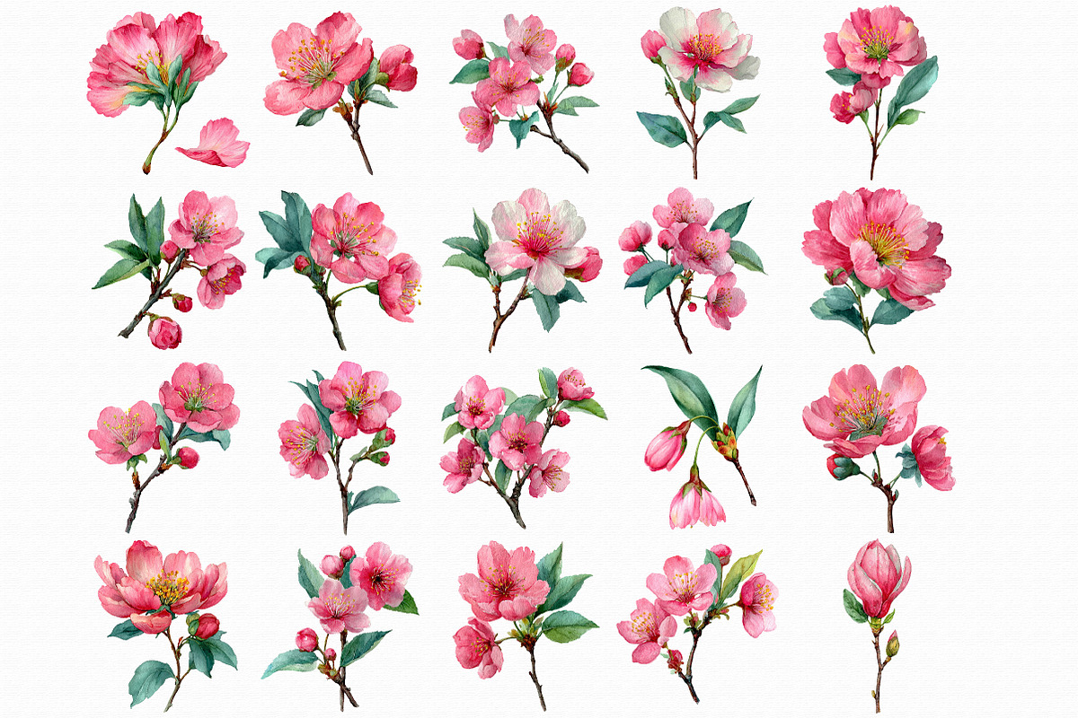 Cherry Blossom Watercolor Clip Art, an Illustration by Libby Wishes (Photo 6 of 7)