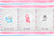 Cute Baby Unicorn Collection, an Animal Illustration by Cat In Colour (Thumbnail 3 of 9)