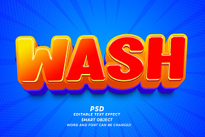 Wash PSD 3d Editable Text Effect, a Brushes & More by TrueVector