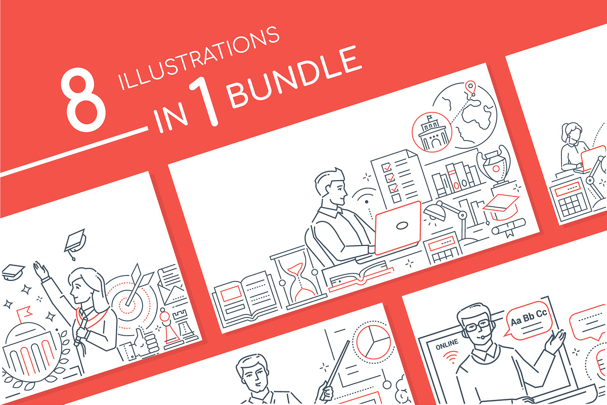 Education Line Illustrations Bundle, an iPhone Mockup by Boyko Pictures (Photo 2 of 12)