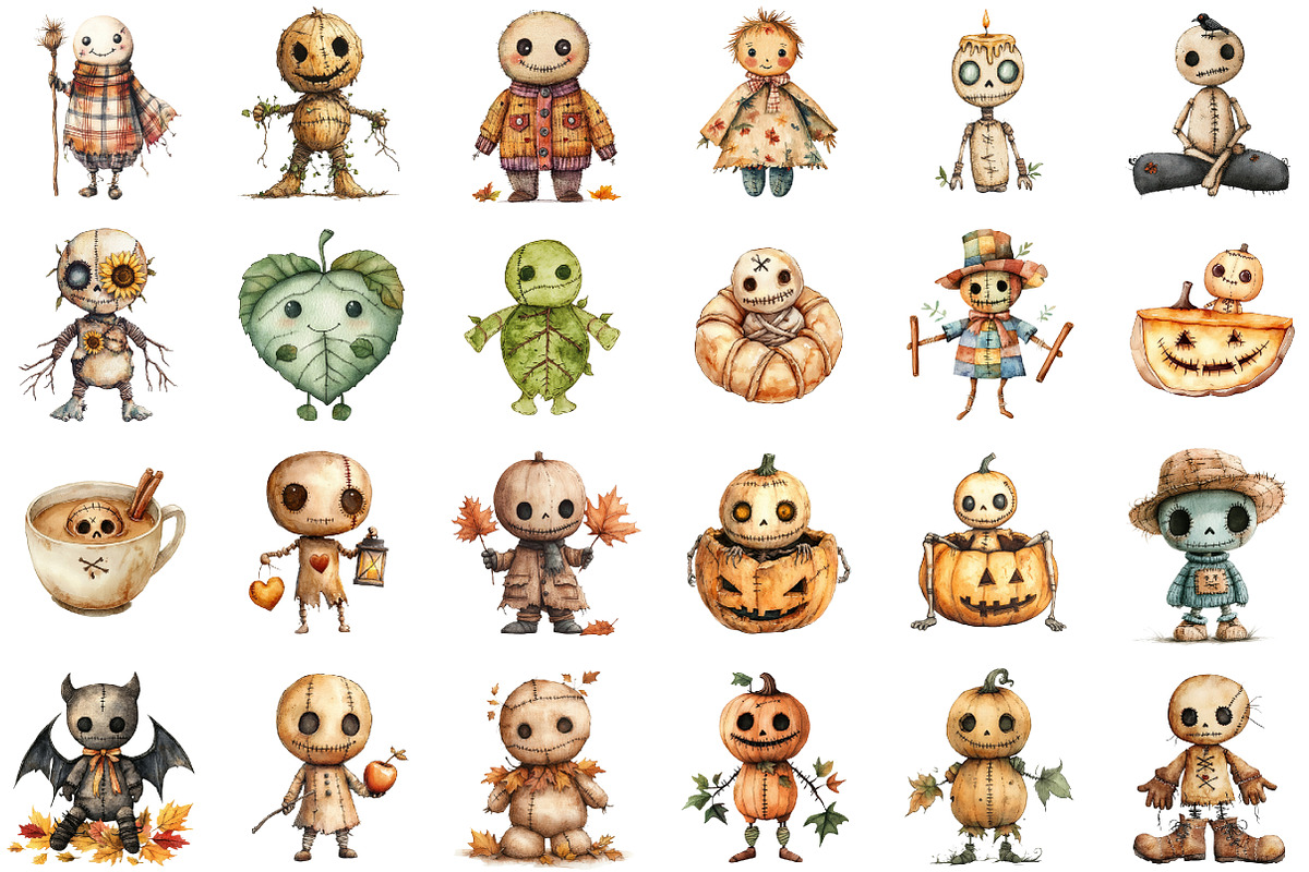 Autumn Gothic Voodoo Doll Clipart Bu, an Illustration by Sublimation Artist (Photo 2 of 6)