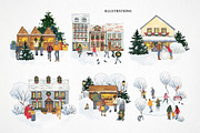 Winter town Christmas house clipart, a Person Illustration by LyubovZaytseva (Thumbnail 3 of 23)