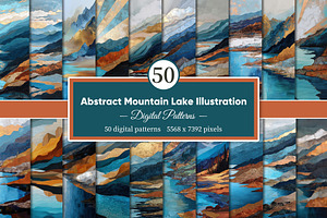 Abstract Mountain Lake Illustration