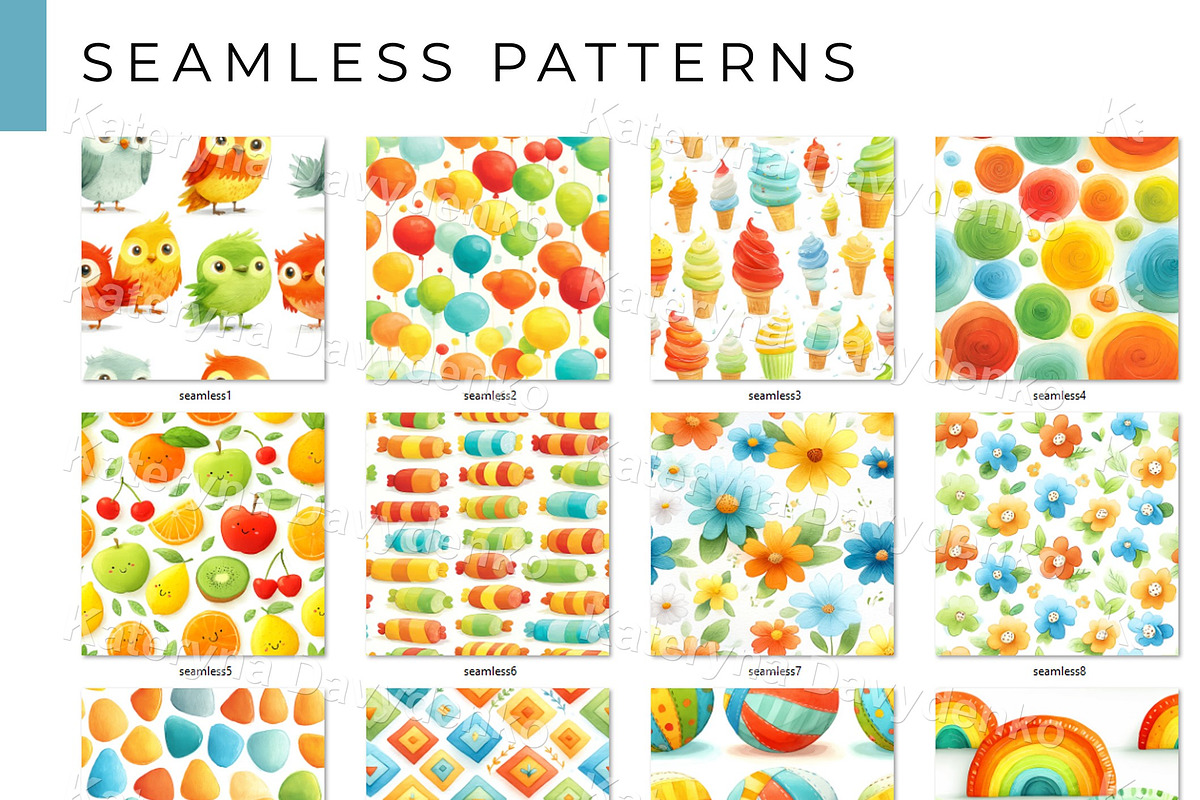 Summer Kids Bundle Scenes Patterns, a Seasonal Illustration by Bubert Art (Photo 2 of 5)