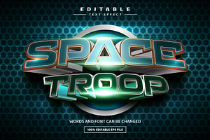 Space Troop 3D Editable Text Effect