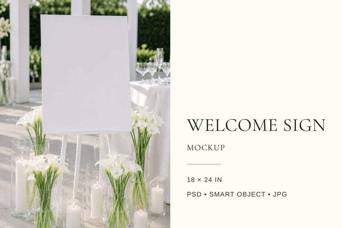 Calla Lily Welcome Sign Mockup, an Advertising Mockup by Serenefeeling (Photo 1 of 6)