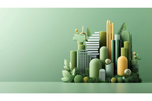 Abstract Green Cityscape With