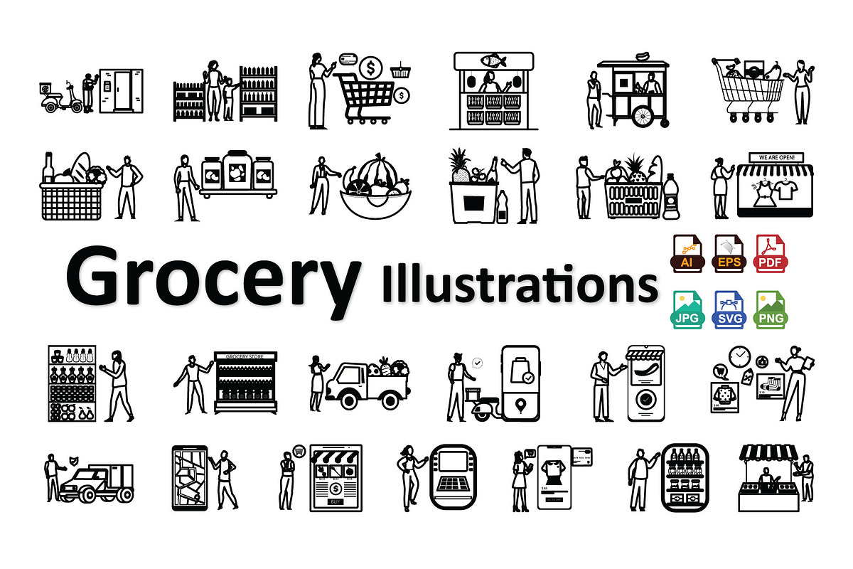 Aesthetic Grocery Store Illustration, an Illustration by Vector Portal (Photo 1 of 5)