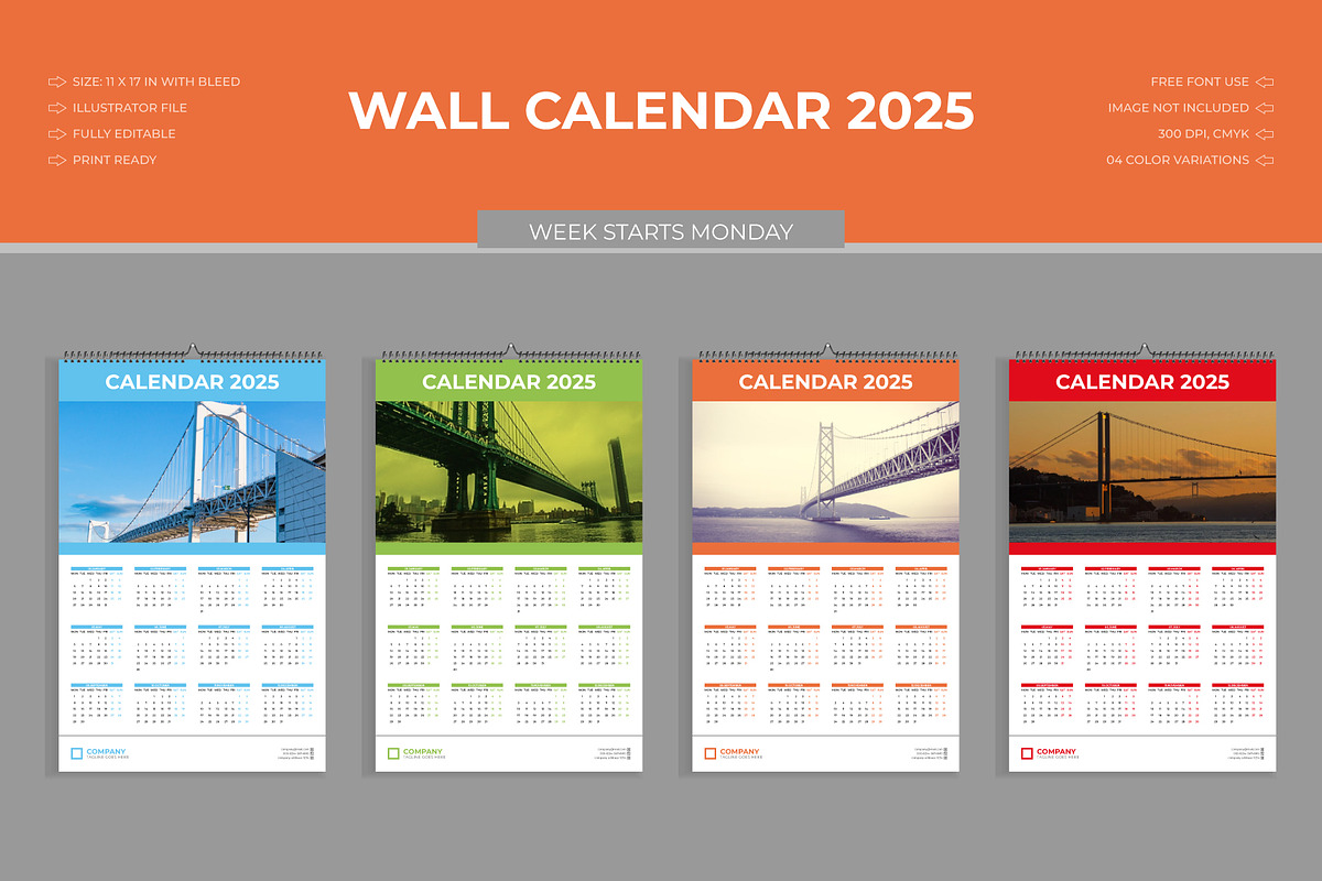 Wall Calendar 2025, a Stationery Template by Lakhan1998 (Photo 1 of 4)
