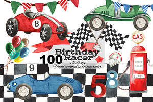 Nursery Watercolor Cars Clipart, a Decorative Illustration by HabitusDesigns
