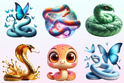 Watercolor Snakes Clipart., a Graphic by CitraGraphics (Thumbnail 2 of 4)
