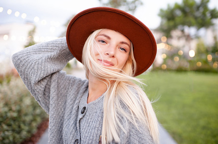 Stylish woman in autumn park, a Person Photo by morrowlight