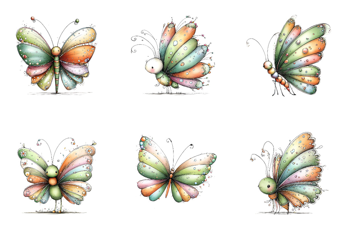 Whimsical Spring Butterfly Clipart, an Illustration by CreationArt (Photo 6 of 7)