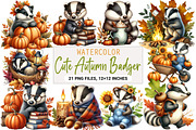 Cute Autumn Badger Sublimation, an Illustration by DreamArtGraphic (Thumbnail 1 of 4)