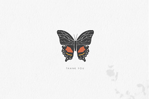 5 Boho Butterflies Clipart