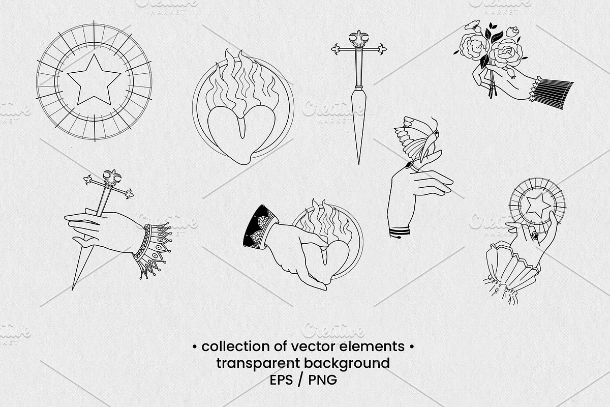 Elegant Hands Line Art Collection, an Object Graphic by foxsong (Photo 5 of 10)