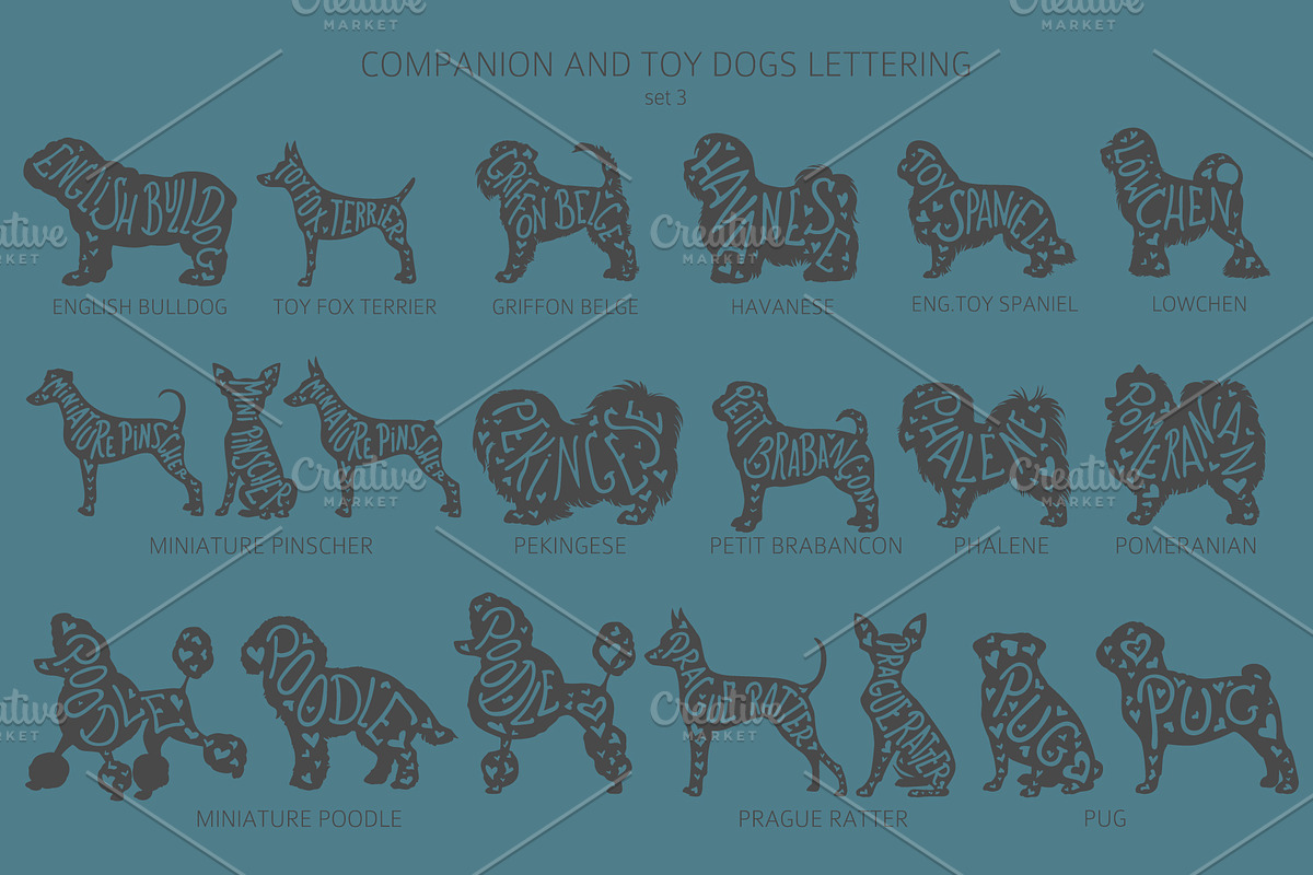 Companion and Toy Dogs Silhouettes, an Animal Illustration by pet design shop (Photo 9 of 15)