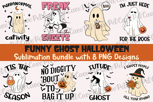 Funny Ghost Halloween PNG Bundle, a Graphic by Pet Cave
