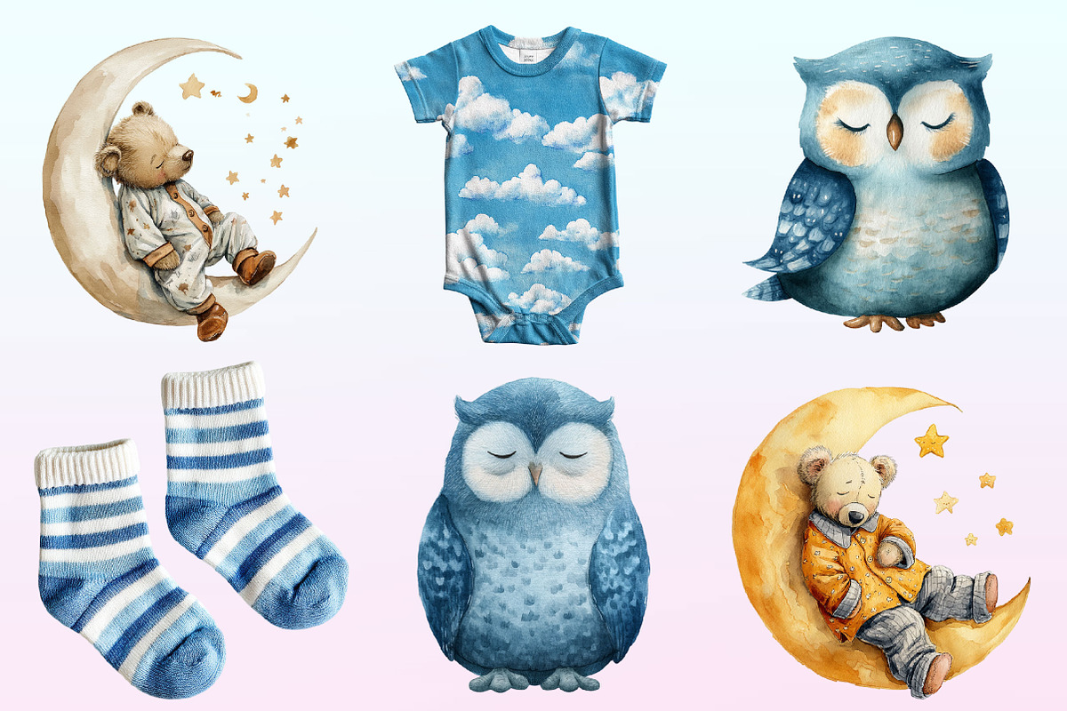 Navy Sky Blue Baby Nursery Clipart, a Graphic by CitraGraphics (Photo 2 of 4)
