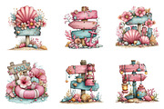 Whimsical Summer Wooden Sing Clipart, an Illustration by CreationArt (Thumbnail 6 of 7)