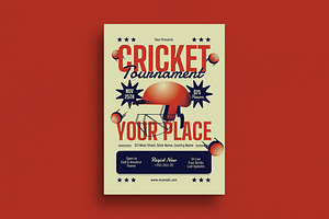 Red Modern Cricket Tournament Flyer, a Flyer Template by VectorVactory